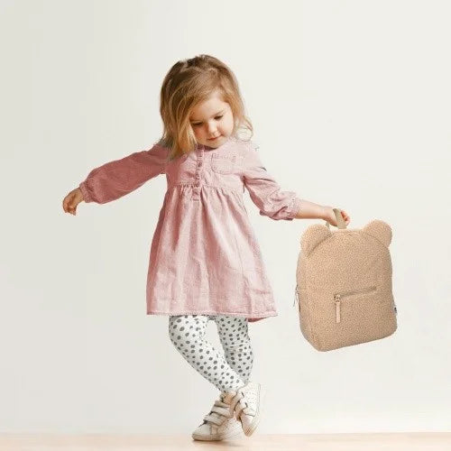 Sac à dos enfant – ourson bouclette beige personnalisable