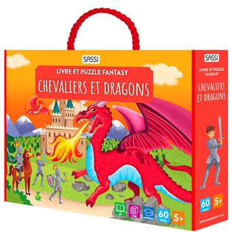 Livre et puzzle fantasy - Chevaliers et dragons - Sassi