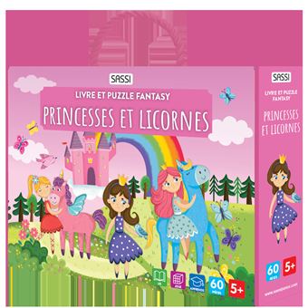 Livre et puzzle fantasy - Princesses et licornes - Sassi