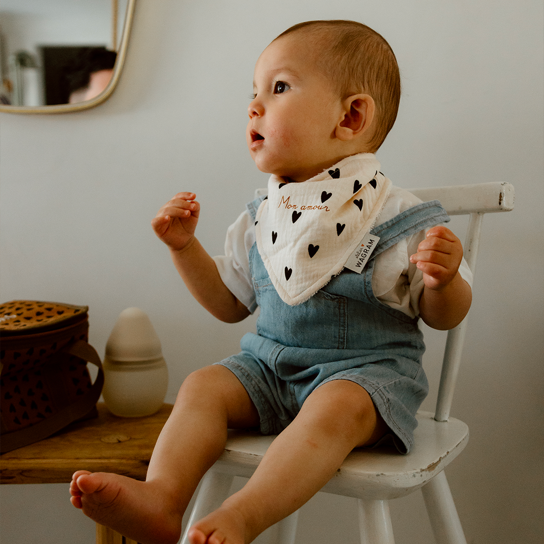 Bavoir Bandana Gaze de coton Écru - Atelier Wagram