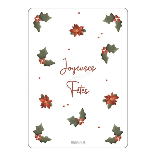 Carte "Print Houx Poinsettia"