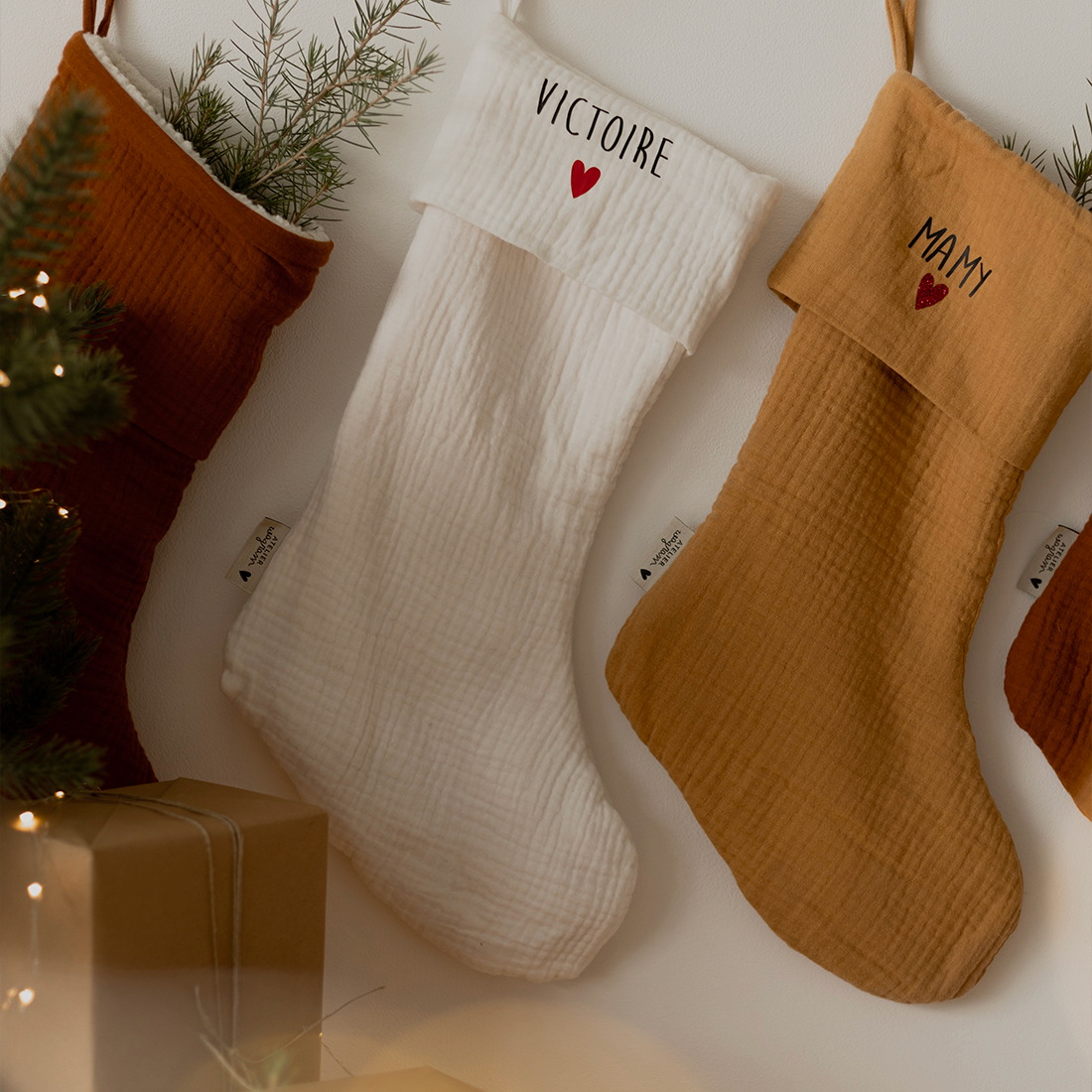 Chaussette de Noël Écru personnalisable - Atelier Wagram