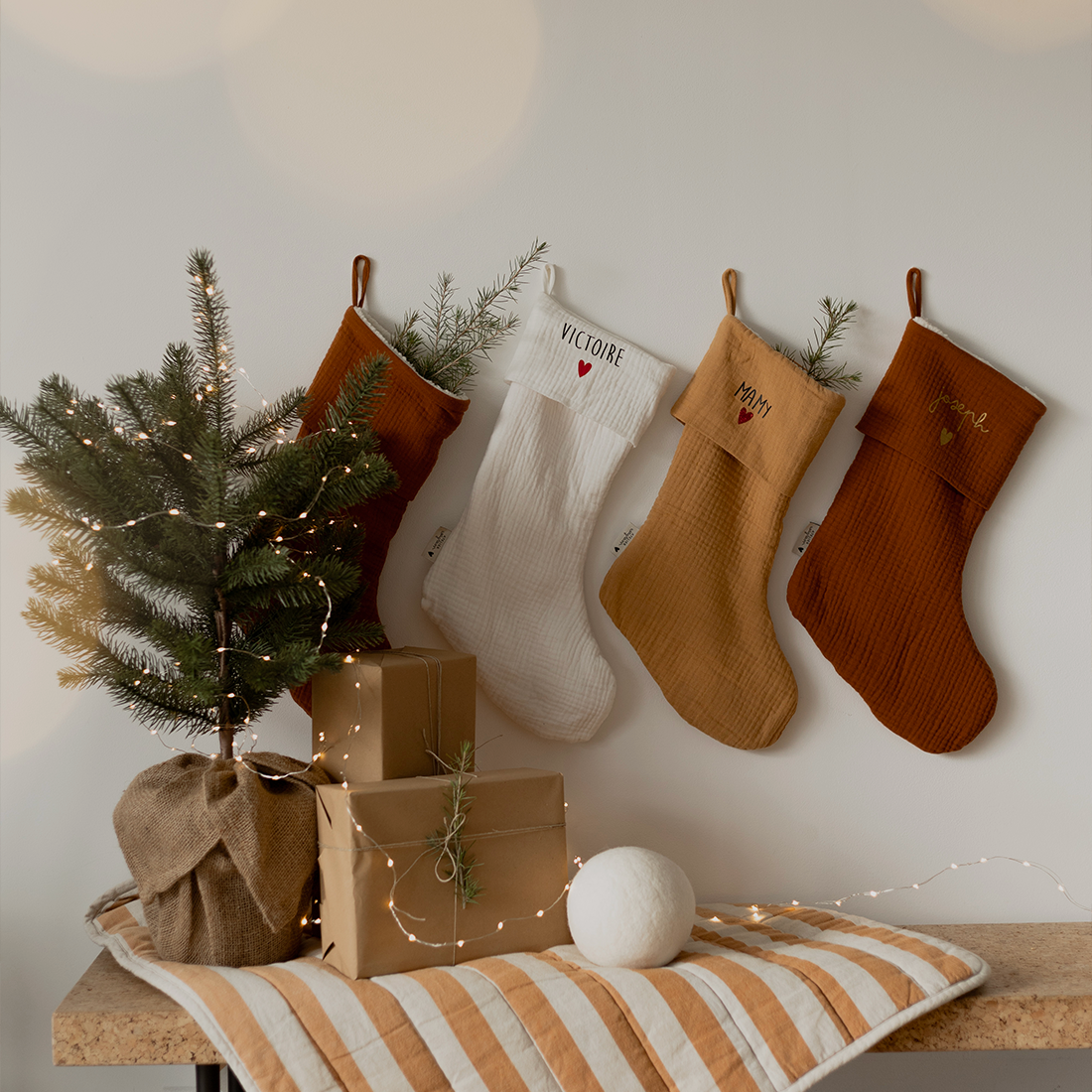 Chaussette de Noël Écru personnalisable - Atelier Wagram