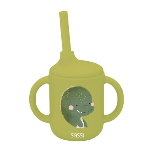 Tasse avec paille en silicone SASSI Cracky le Dinosaure