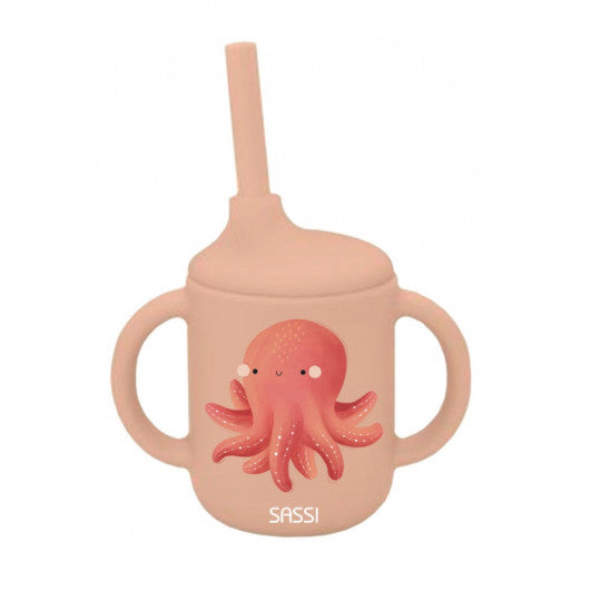 Tasse avec paille en silicone SASSI Slurpy l'Octopus