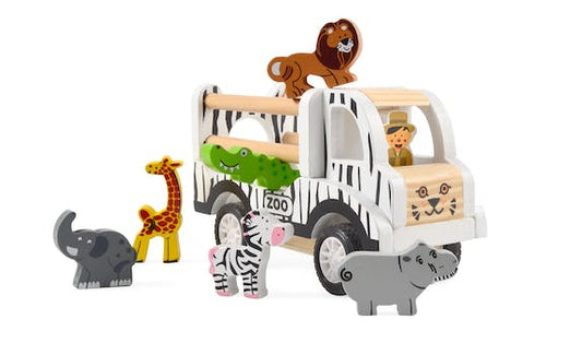 Camion + 6 animaux en bois